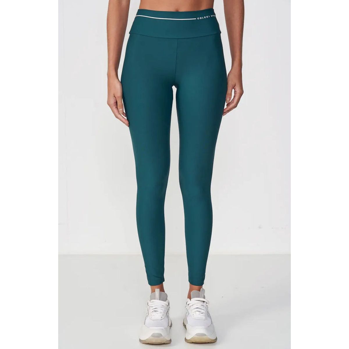 COLCCI - Calza Legging Performance Stripe  Verde Petróleo  Colcci Sport Inspire