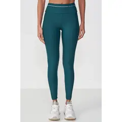 COLCCI - Calza Legging Performance Stripe Verde Petróleo Sport Inspire