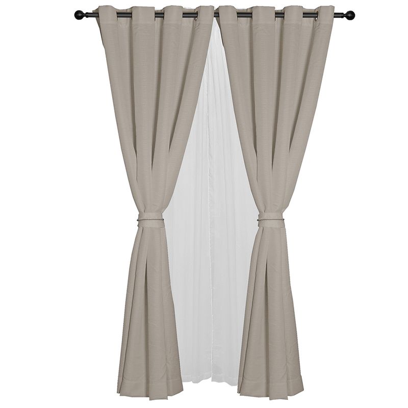 MASEL - Set Cortinas Barbara 8 Piezas Taupe 140 X225