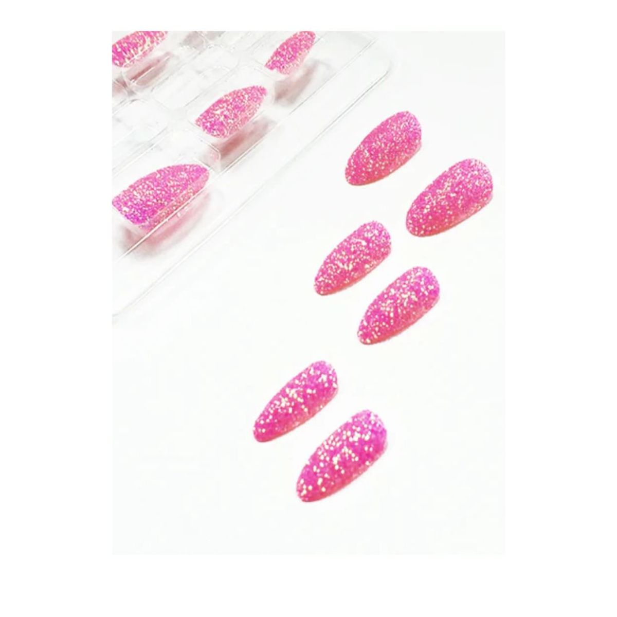GENERICO - Uñas Postizas Glitter Fucsia 1 Set