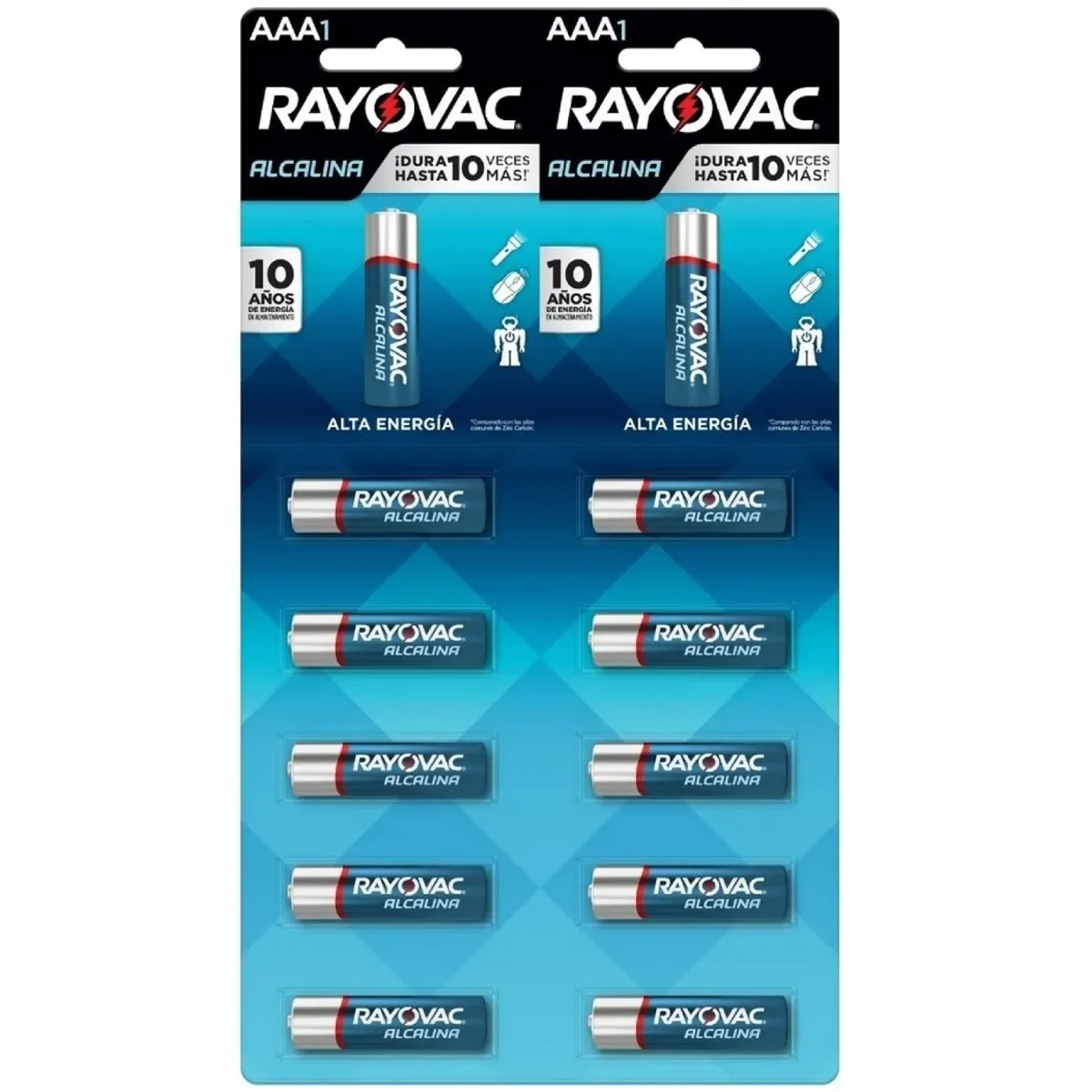 RAYOVAC - Pack 10 Pilas Rayovac AAA Alcalinas 1.5V Tira Prepicada