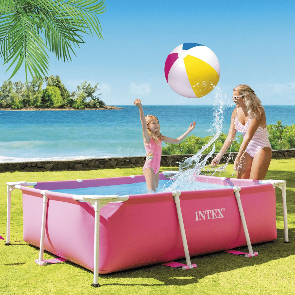 INTEX - Piscina Estructural Intex Small Frame 220x150x60 Cm Pink