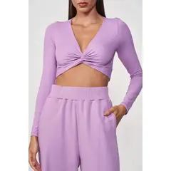 COLCCI - Blusa Femenina con Transpase Frontal Lila Sport