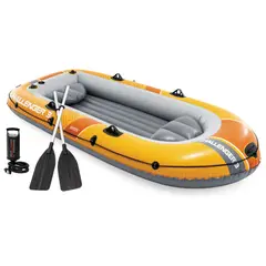 INTEX - Bote Inflable Challenger 3 Set Capacidad 320 Kg + Remos + Inflador
