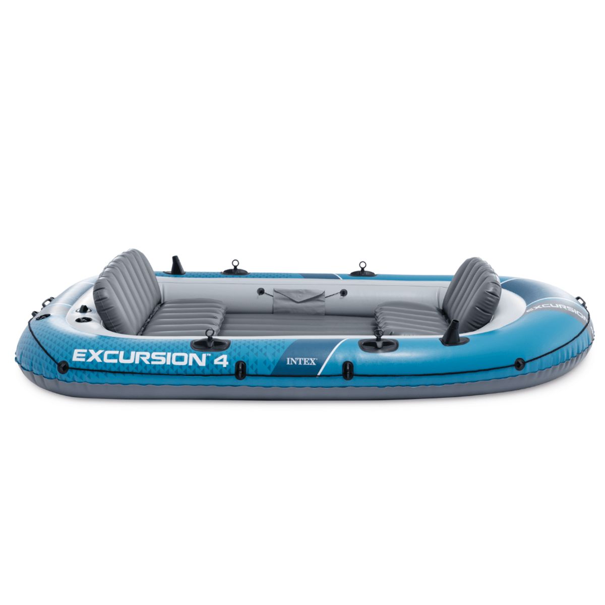 INTEX - Bote Inflable Intex Excursion 4 Set Capacidad 500 Kg + Remos + Inflador