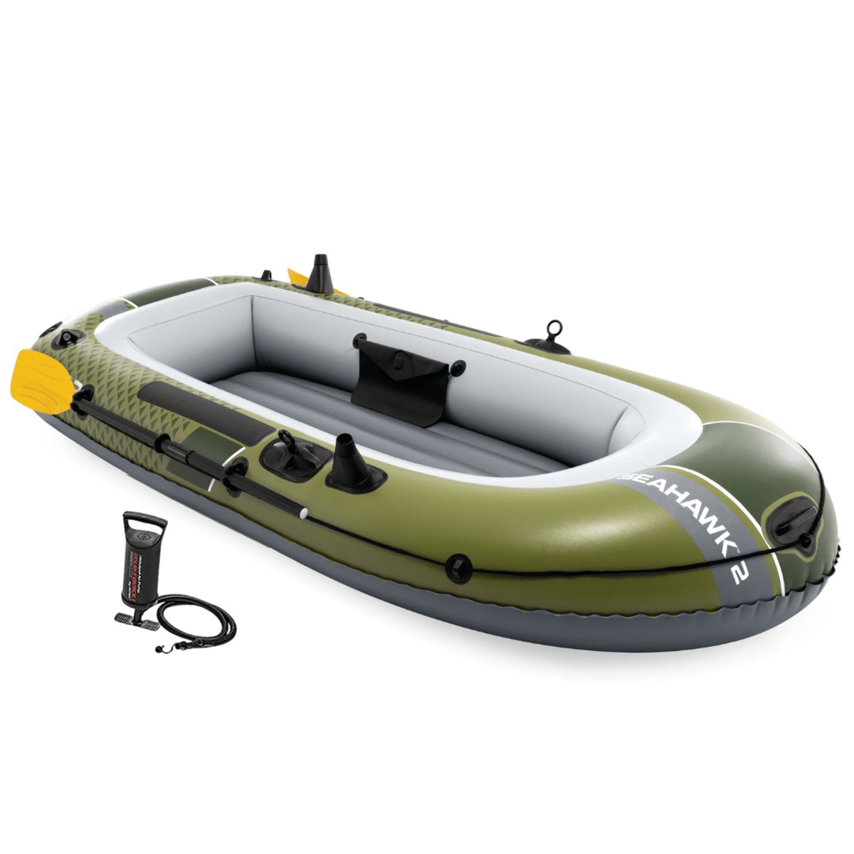 INTEX - Bote Inflable Intex Seahawk 2 Set Capacidad 240 Kg + Remos + Inflador