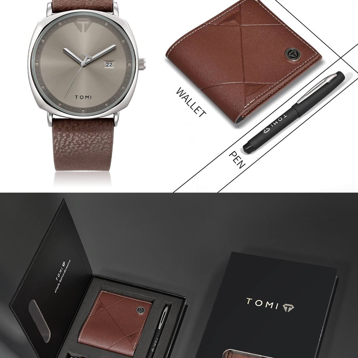 GENERICO - Caja linda de reloj billetera y lápiz para hombre idea para regalo