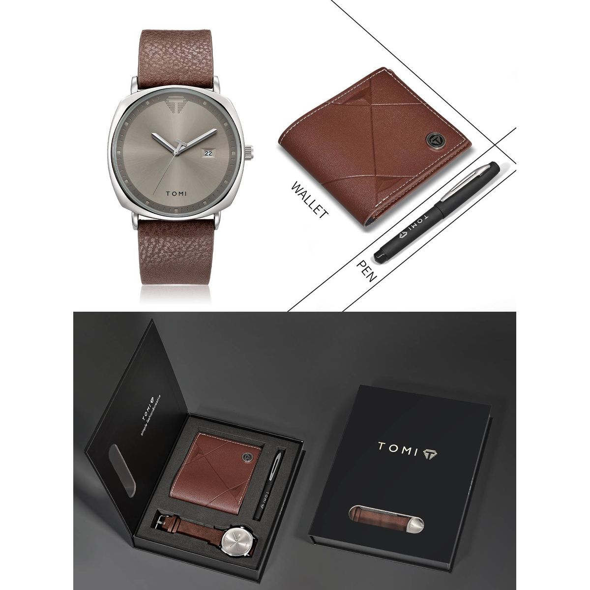 GENERICO - Caja linda de reloj billetera y lápiz para hombre idea para regalo