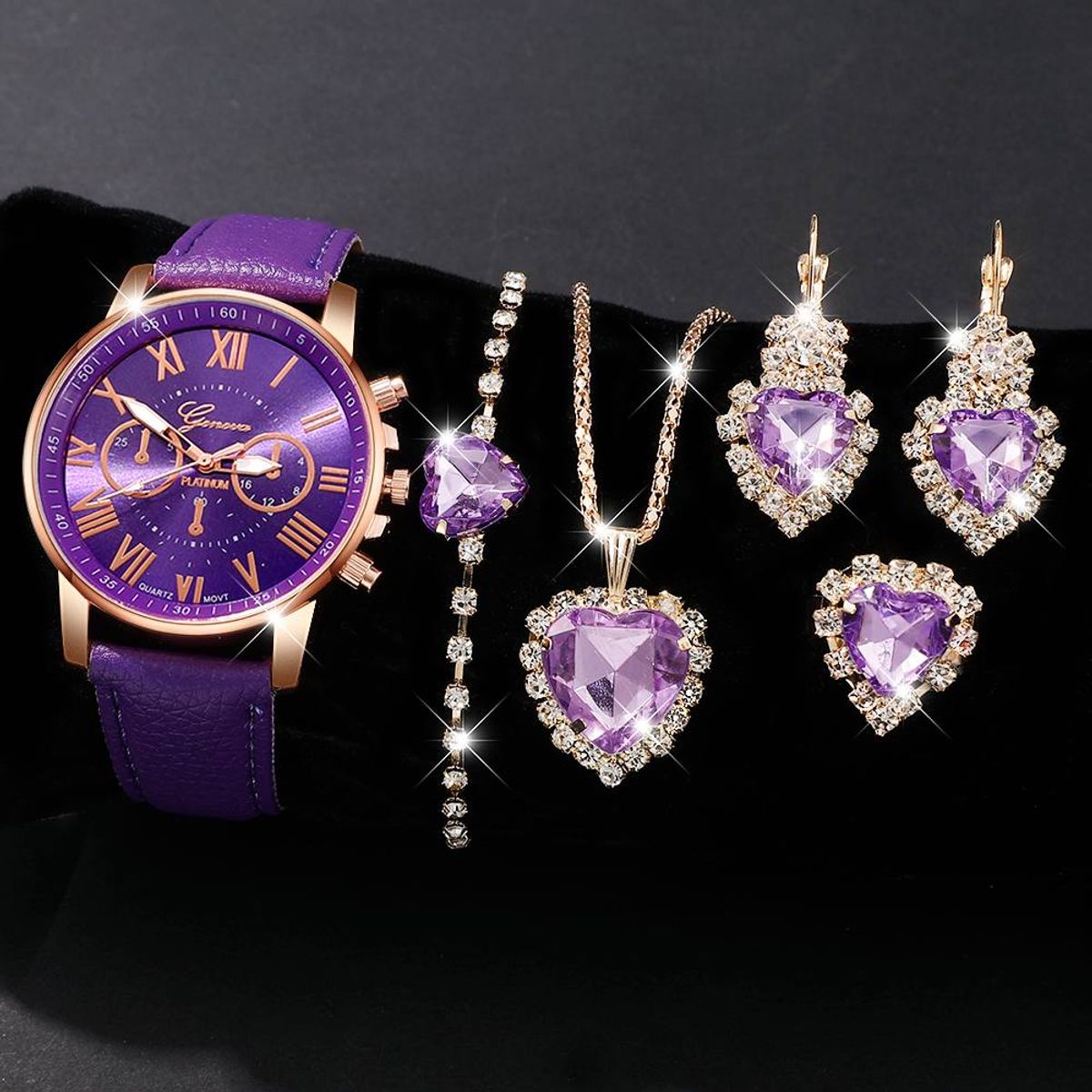 GENERICO - Set reloj con accesorios de acero inoxidable mujer