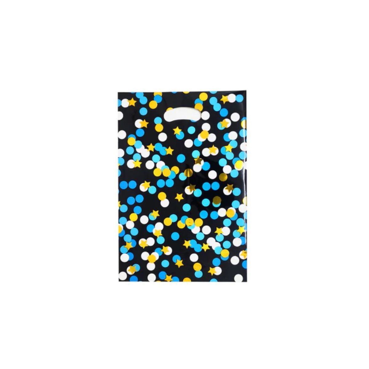 GENERICO - Bolsa Para Dulce 16 X 25 Cm Puntos Celeste/Negro 10 Unidades