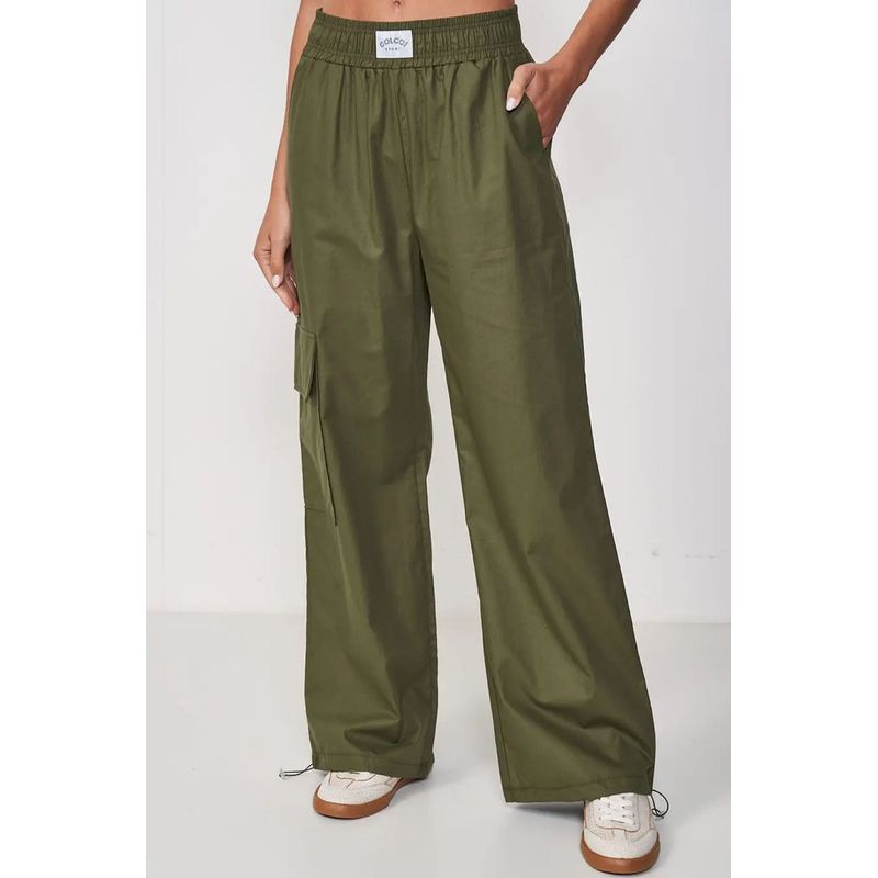 COLCCI - Pantalón Femenino Wide Leg  Verde Oliva  Colcci Sport