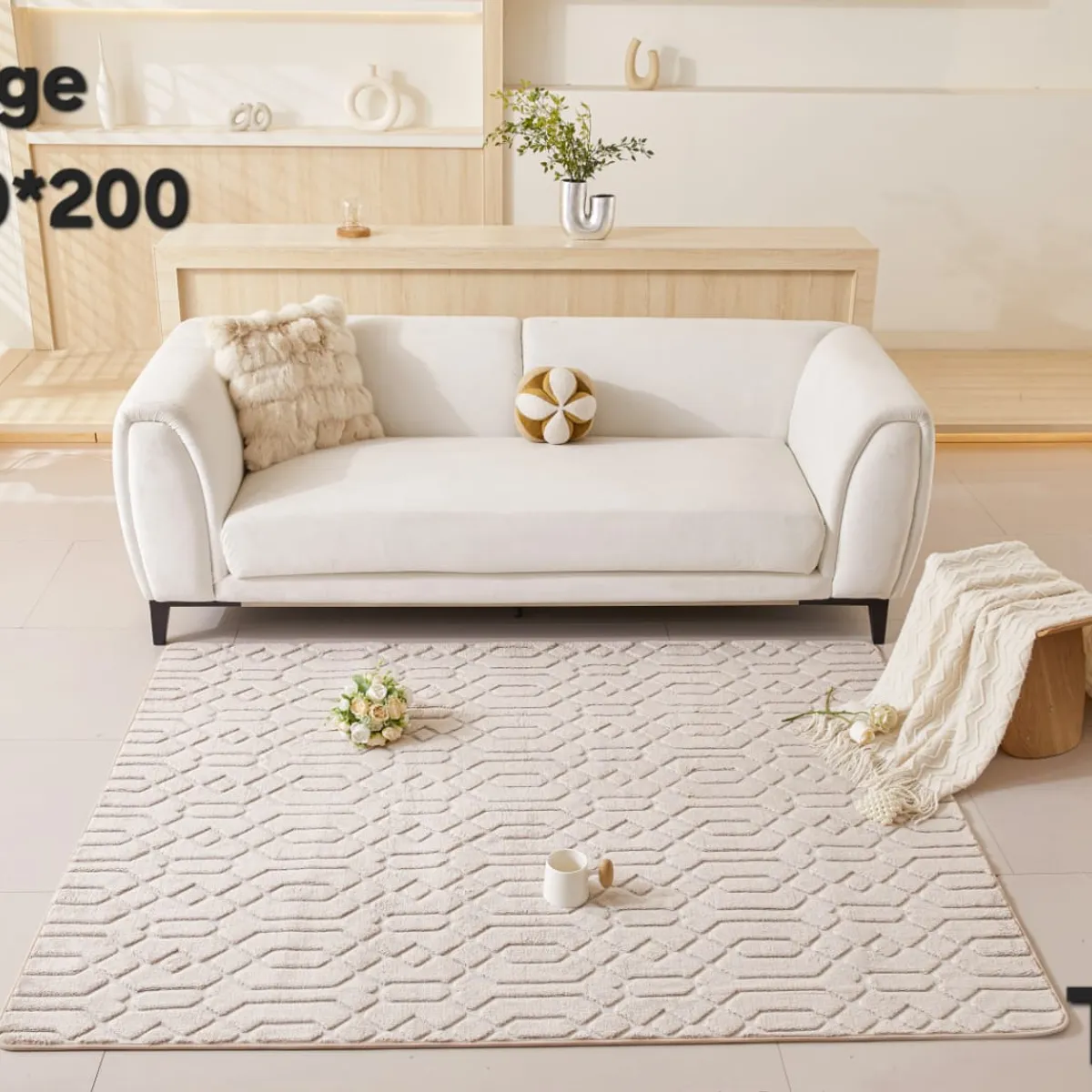 GENERICO - Alfombra Decorativa - Tapete Tejido Jacquard 160x200cm Caqui 01
