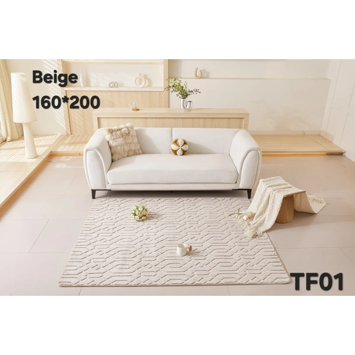 GENERICO - Alfombra Decorativa - Tapete Tejido Jacquard 160x200cm Caqui 01