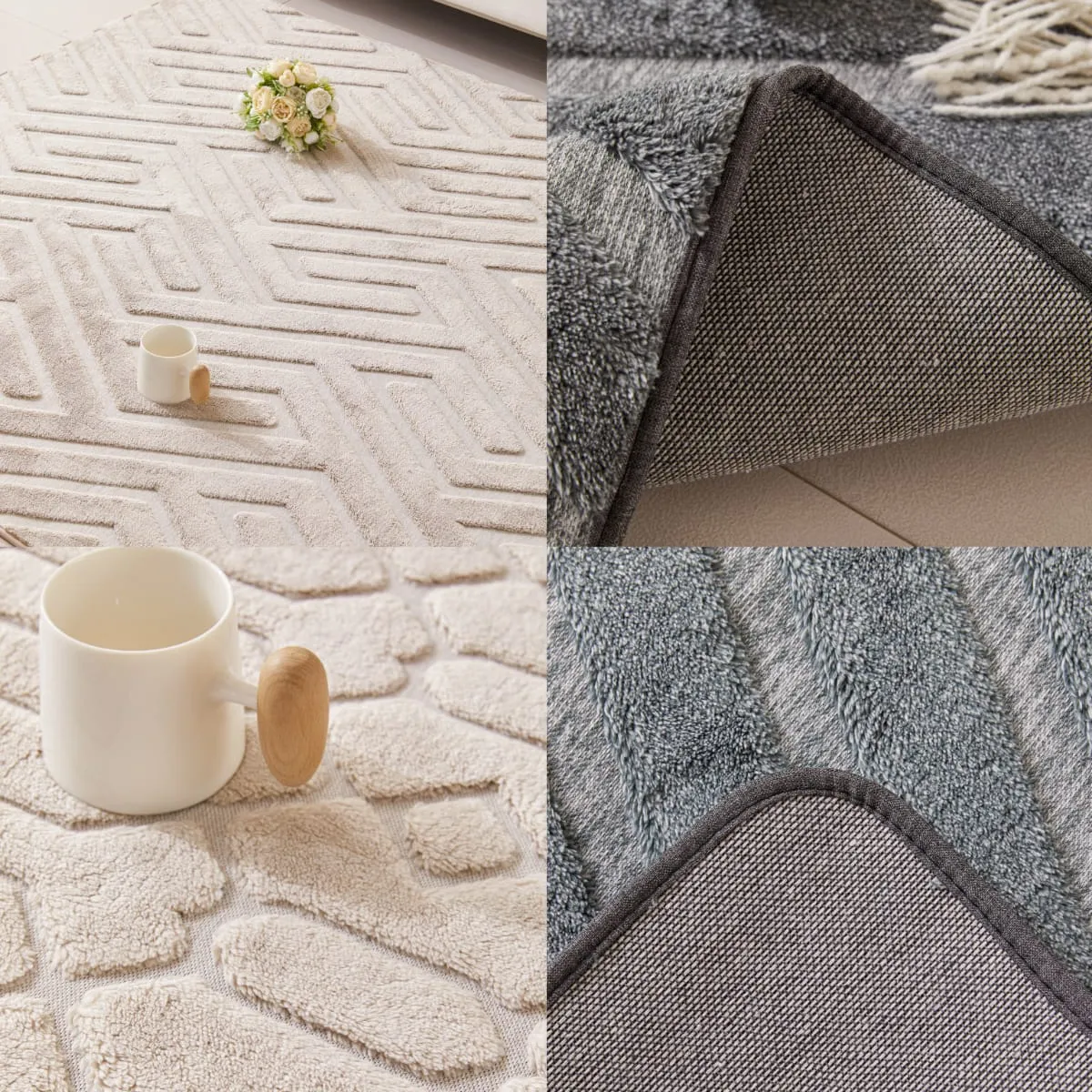 GENERICO - Alfombra Decorativa - Tapete Tejido Jacquard 160x200cm Beige 03