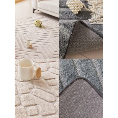 Imagen 2 del producto Alfombra Decorativa - Tapete Tejido Jacquard 160x200cm Beige 04