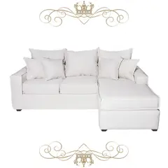 LIVINGYTERRAZAS CL - Sofá Reforzado Homero Plus 210x155 Paquetes de Resorte Blanco Hueso