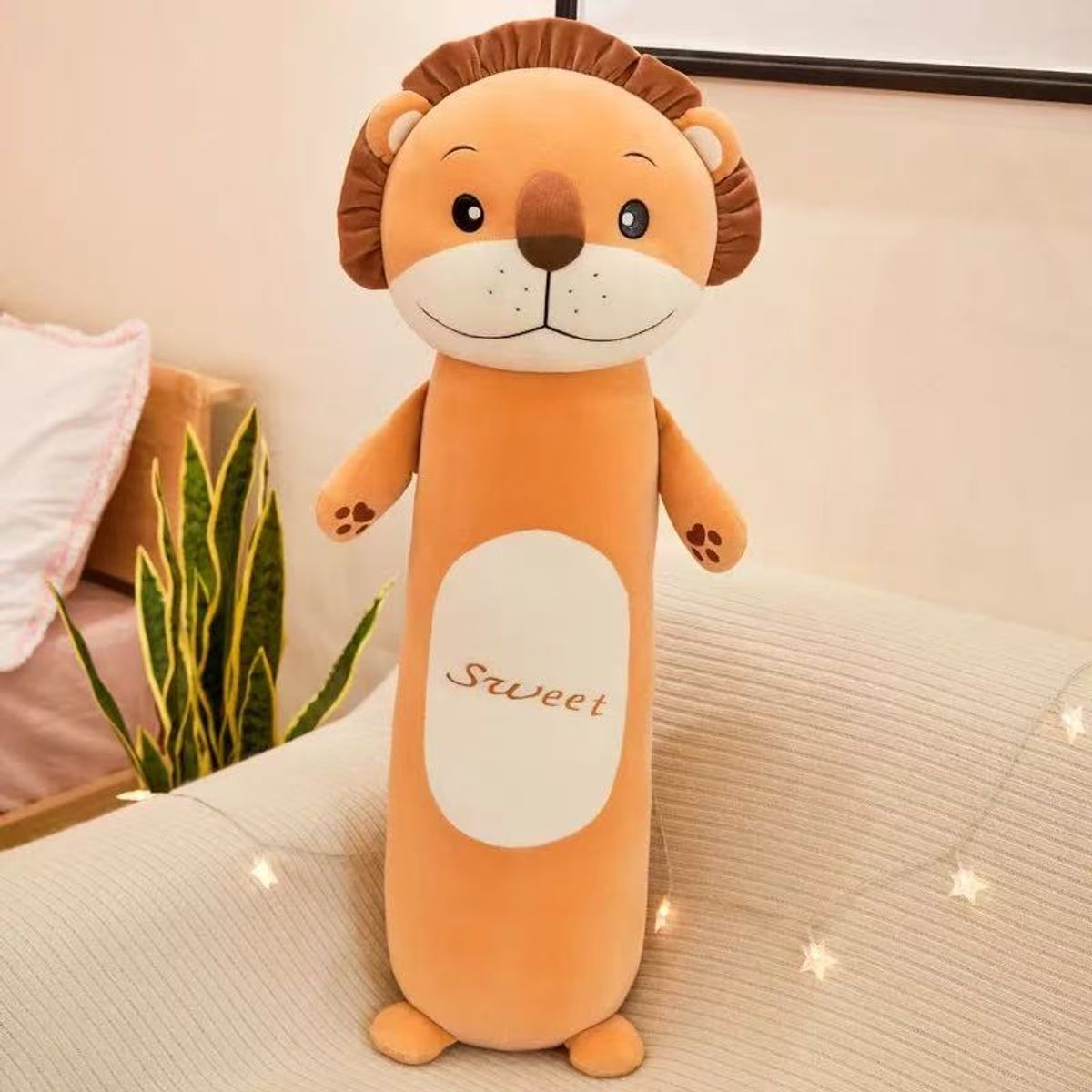 GENERICO - COJIN Almohada cilíndrica LEON juguete de peluche perezoso TF