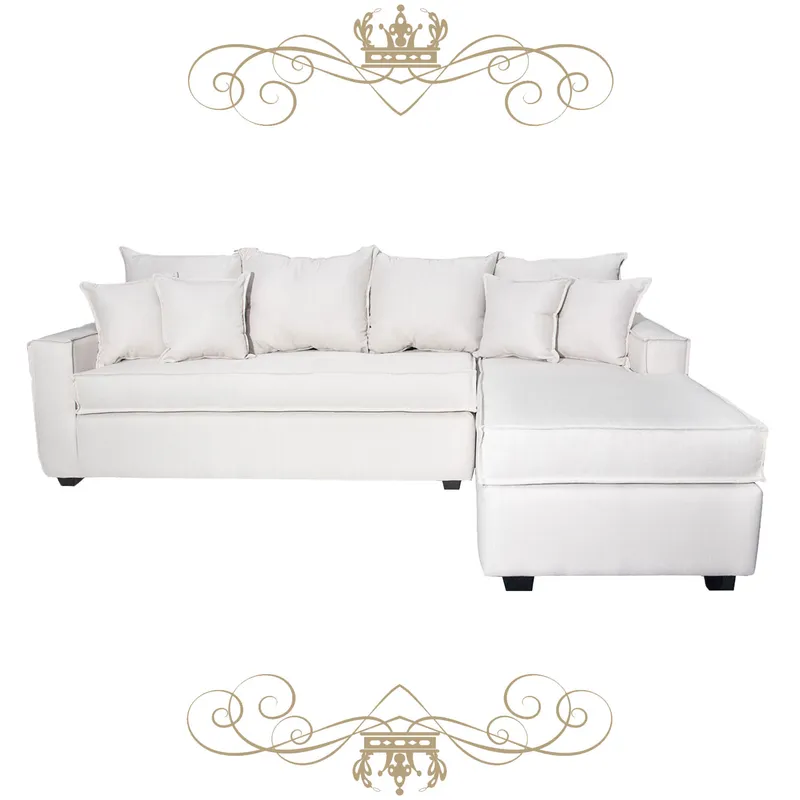 LIVINGYTERRAZAS CL - Sofá L Derecha Homero CHL 250x175 Paquetes de Resortes Blanco Hueso