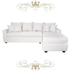 LIVINGYTERRAZAS CL - Sofá L Derecha Homero CHL 250x175 Paquetes de Resortes Blanco Hueso
