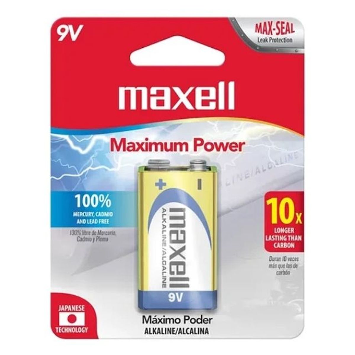 MAXELL - Baterías Alcalinas Maxell 9v Pack 1 Unidad