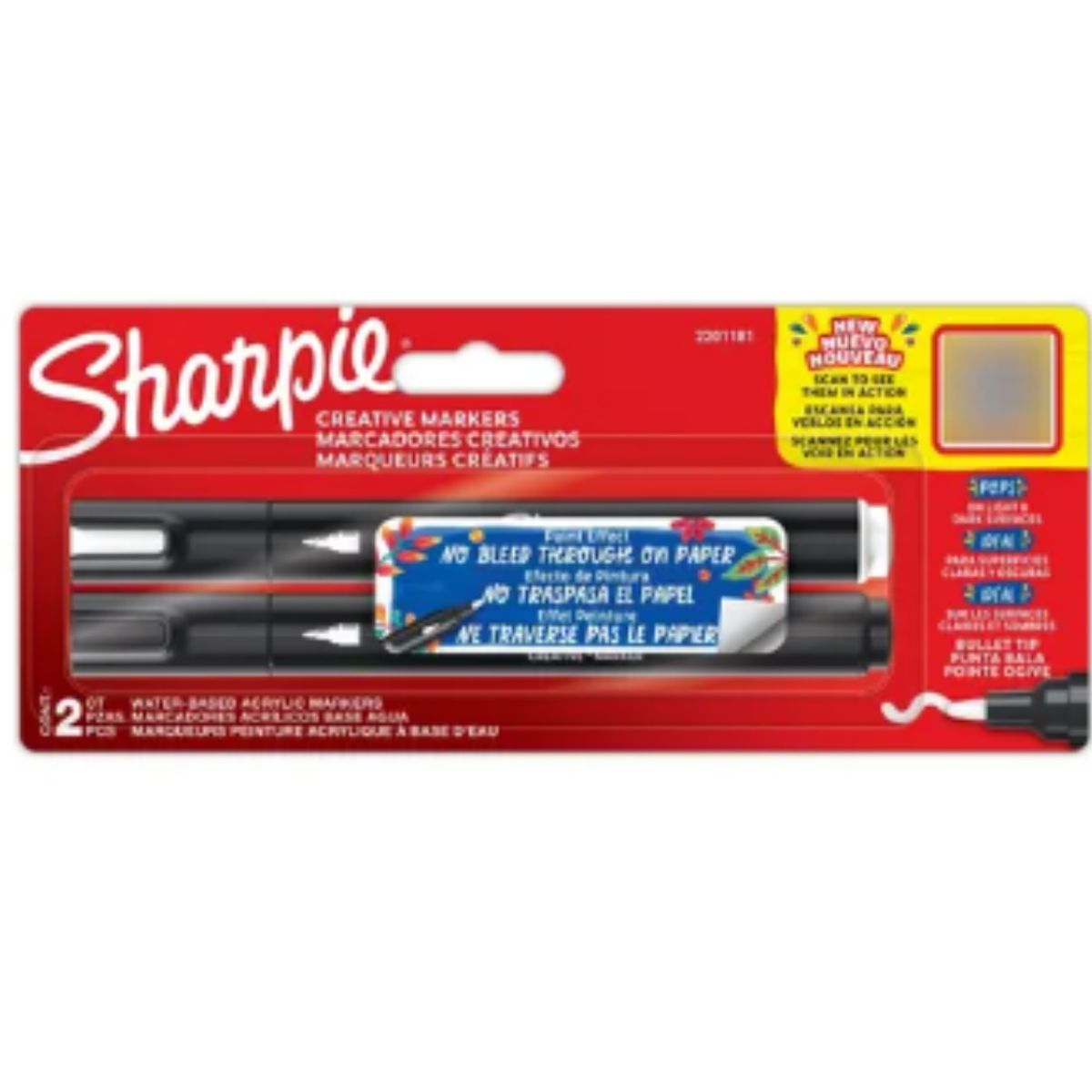SHARPIE - 2 Marcadores Sharpie Acrilicos Punta Bala Colores Surtidos