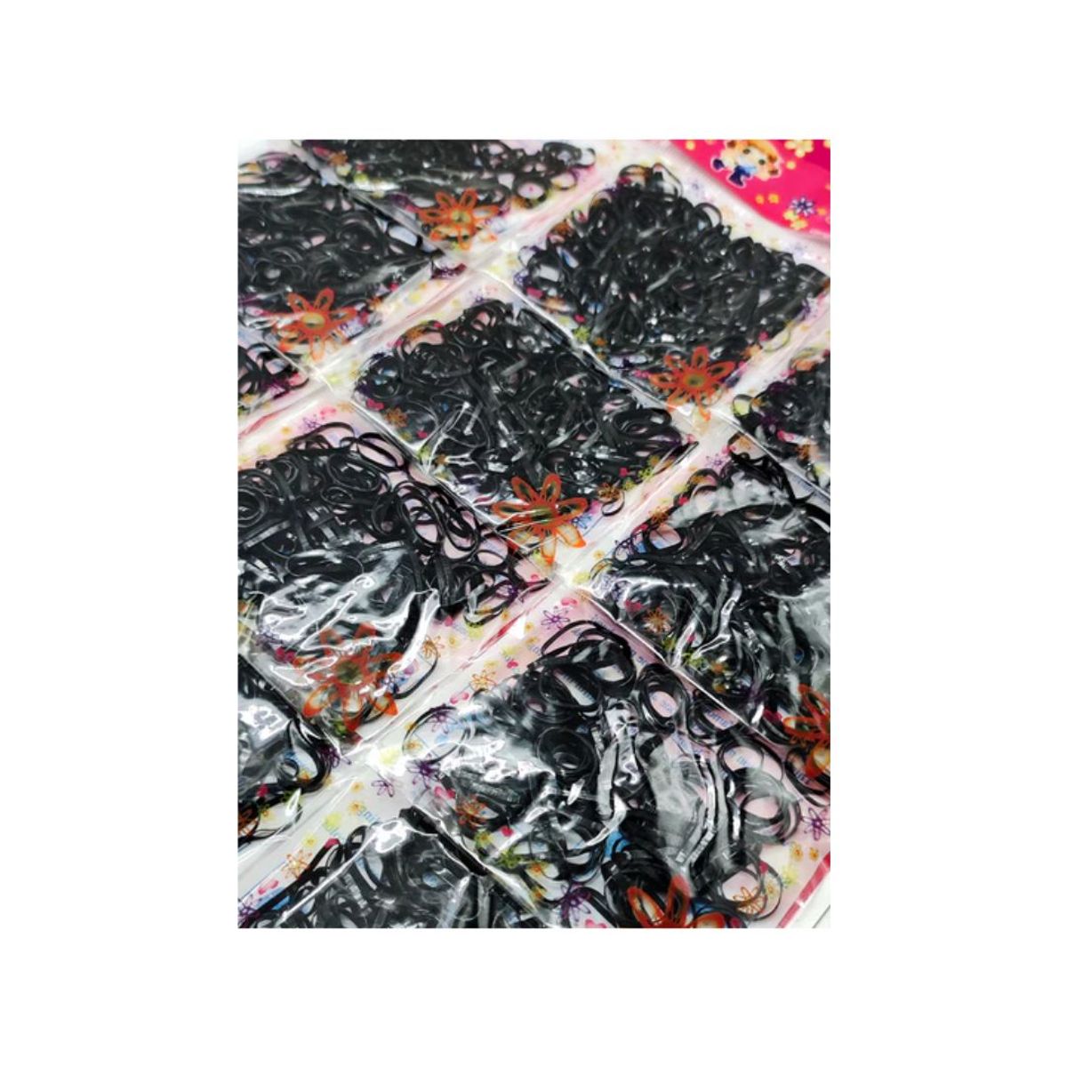 GENERICO - Liga Elastico Para Trenza Negro Carton 12 Unidades