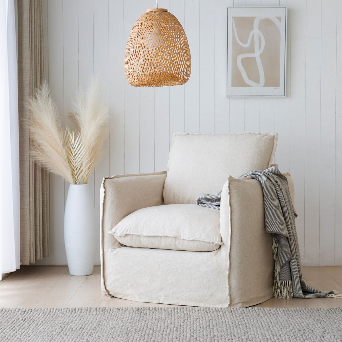 EPICADECO - SILLÓN 1 CUERPO MINOTTI GIRATORIO LINO CRUDO EPICADECO