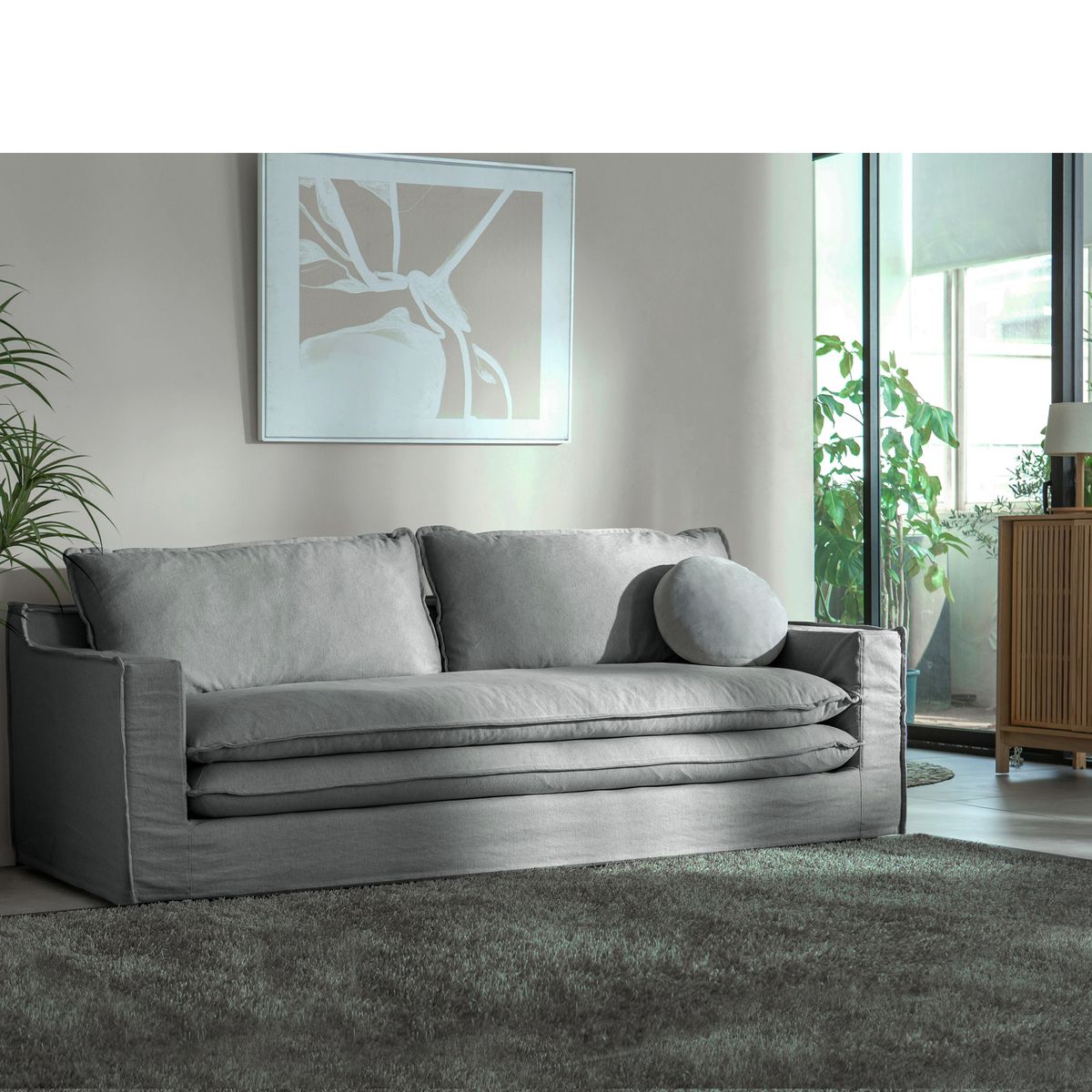 EPICADECO - SOFÁ 4 CUERPOS GERVASONI LINO GRIS  EPICADECO
