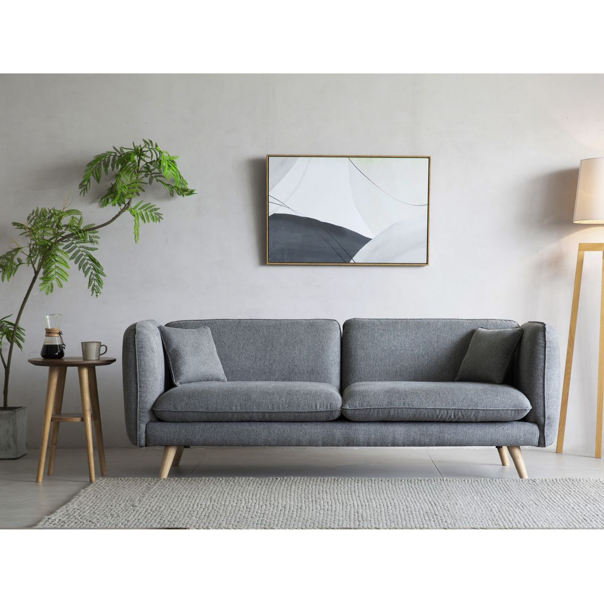 EPICADECO - SOFÁ 3 CUERPOS BURANO TELA GRIS  GRAFITO EPICADECO