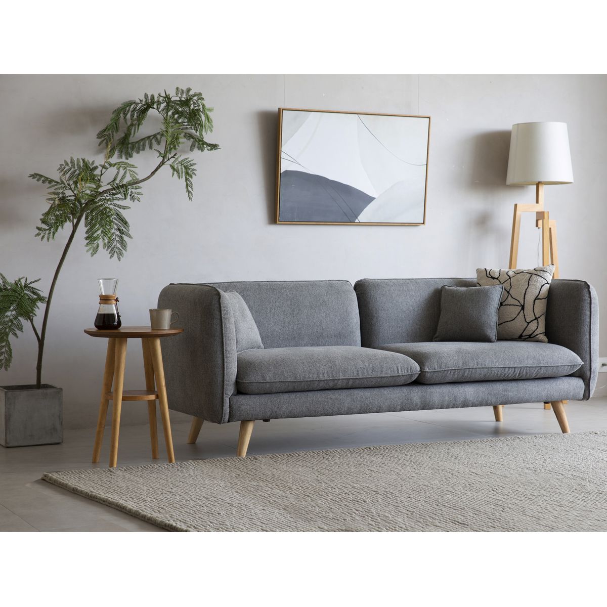 EPICADECO - SOFÁ 3 CUERPOS BURANO TELA GRIS  GRAFITO EPICADECO