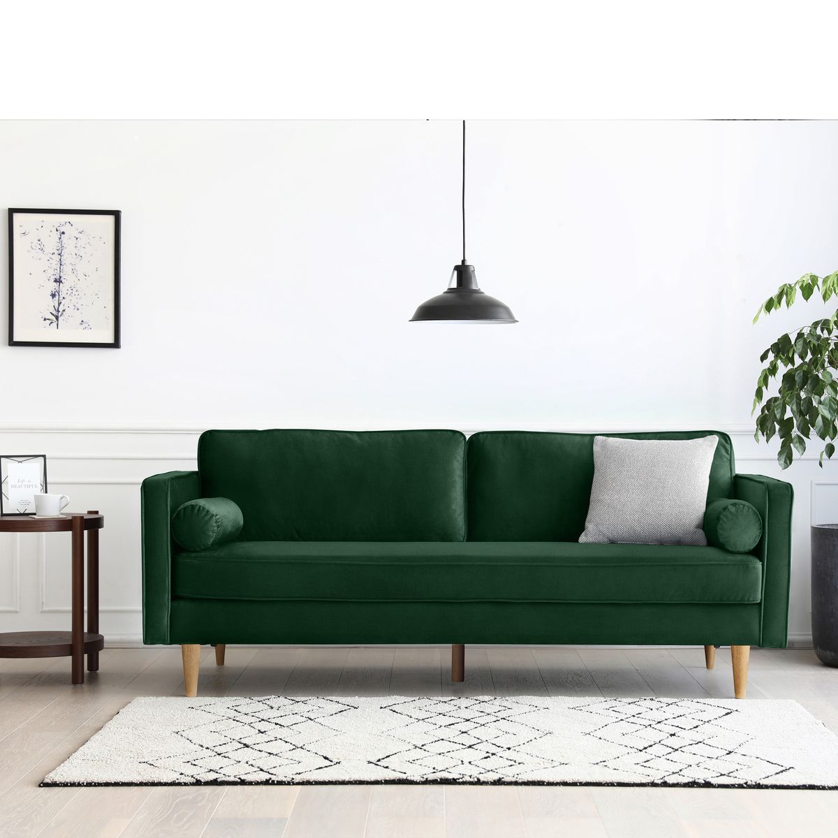 EPICADECO - SOFÁ 3 CUERPOS POLO TERCIOPELO VERDE BOTELLA EPICADECO