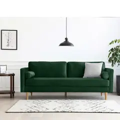EPICADECO - SOFÁ 3 CUERPOS POLO TERCIOPELO VERDE BOTELLA