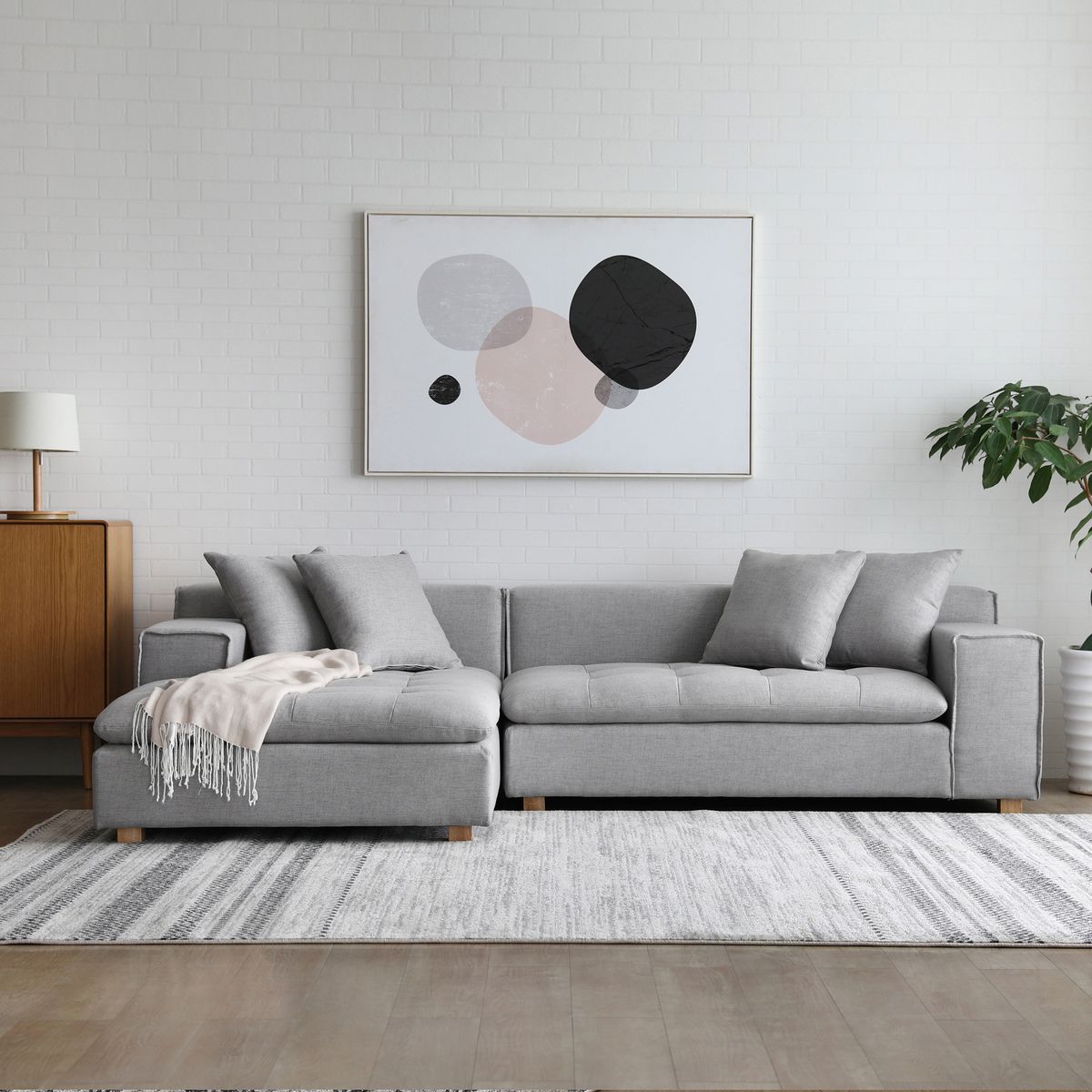 EPICADECO - SECCIONAL 3 CUERPOS FORMA IZQUIERDO TELA GRIS ACERO  EPICADECO