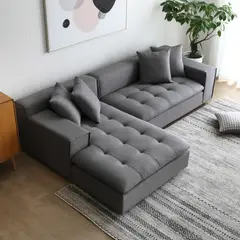 EPICADECO - SECCIONAL 3 CUERPOS FORMA IZQUIERDO TELA GRIS GRAFITO