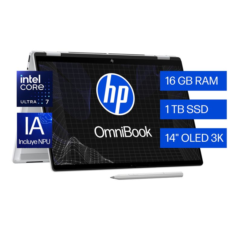 Notebook OmniBook X Flip 14-fm0072la x360 2 en 1 Intel Core Ultra 7 16gb Ram 1tb Ssd Windows 11 Home