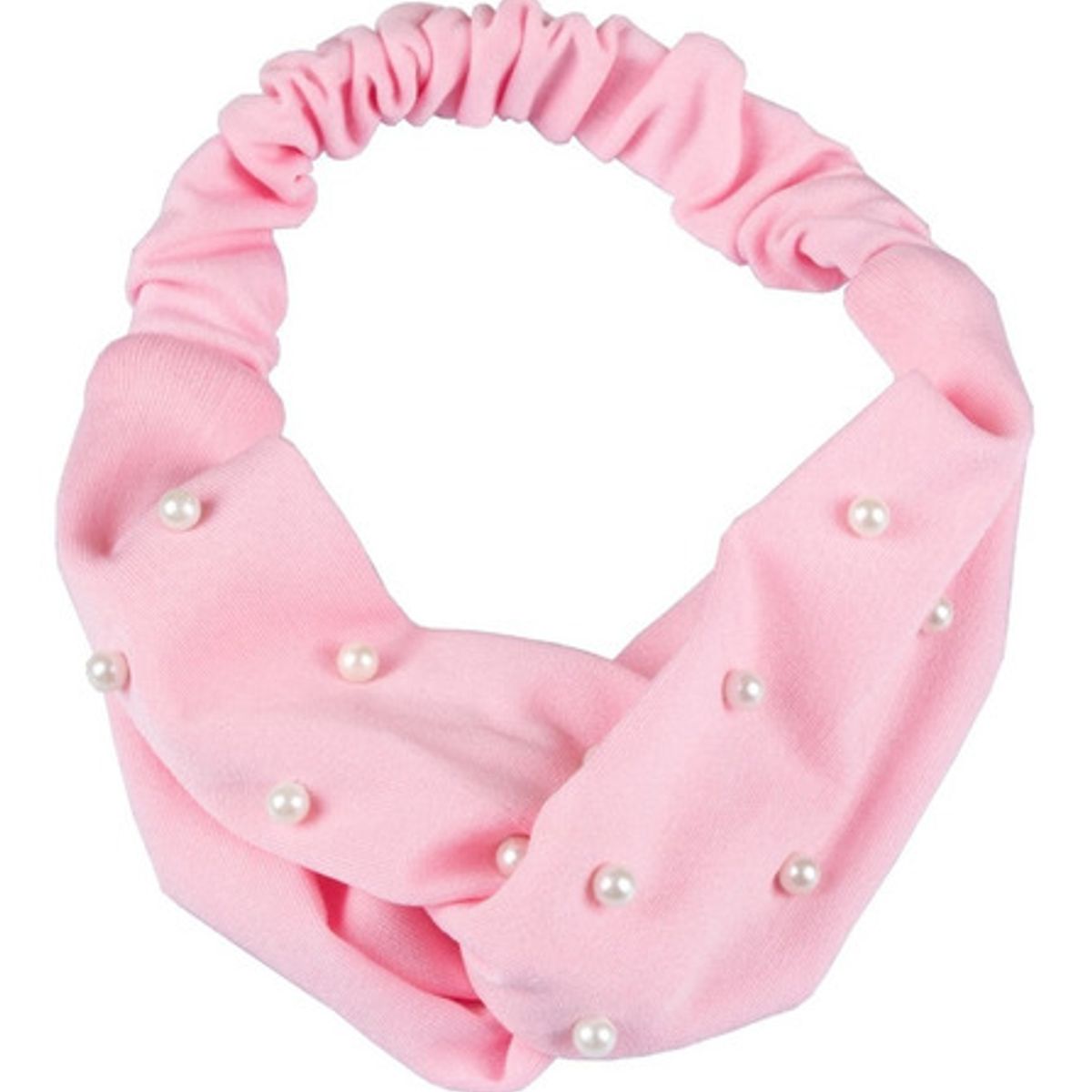 BIJOUTERIA LB20 SPA - Cintillo De Tela Entrelazado Con Aplicaciones - Rosa