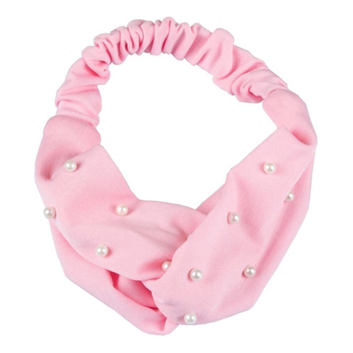 BIJOUTERIA LB20 SPA - Cintillo De Tela Entrelazado Con Aplicaciones - Rosa