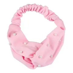 BIJOUTERIA LB20 SPA - Cintillo De Tela Entrelazado Con Aplicaciones - Rosa