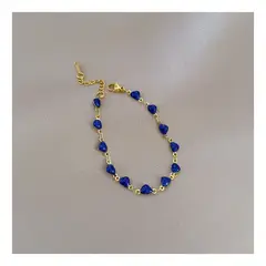 ZG JOYAS - Pulsera De Titanio Cadena Galvanizado En Oro 14k Piedras Azules
