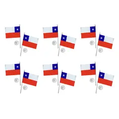 EKOL TACTICA MILITAR - Pack 6 Banderas De Chile Auto Fiestas Patrias Banderin Doble