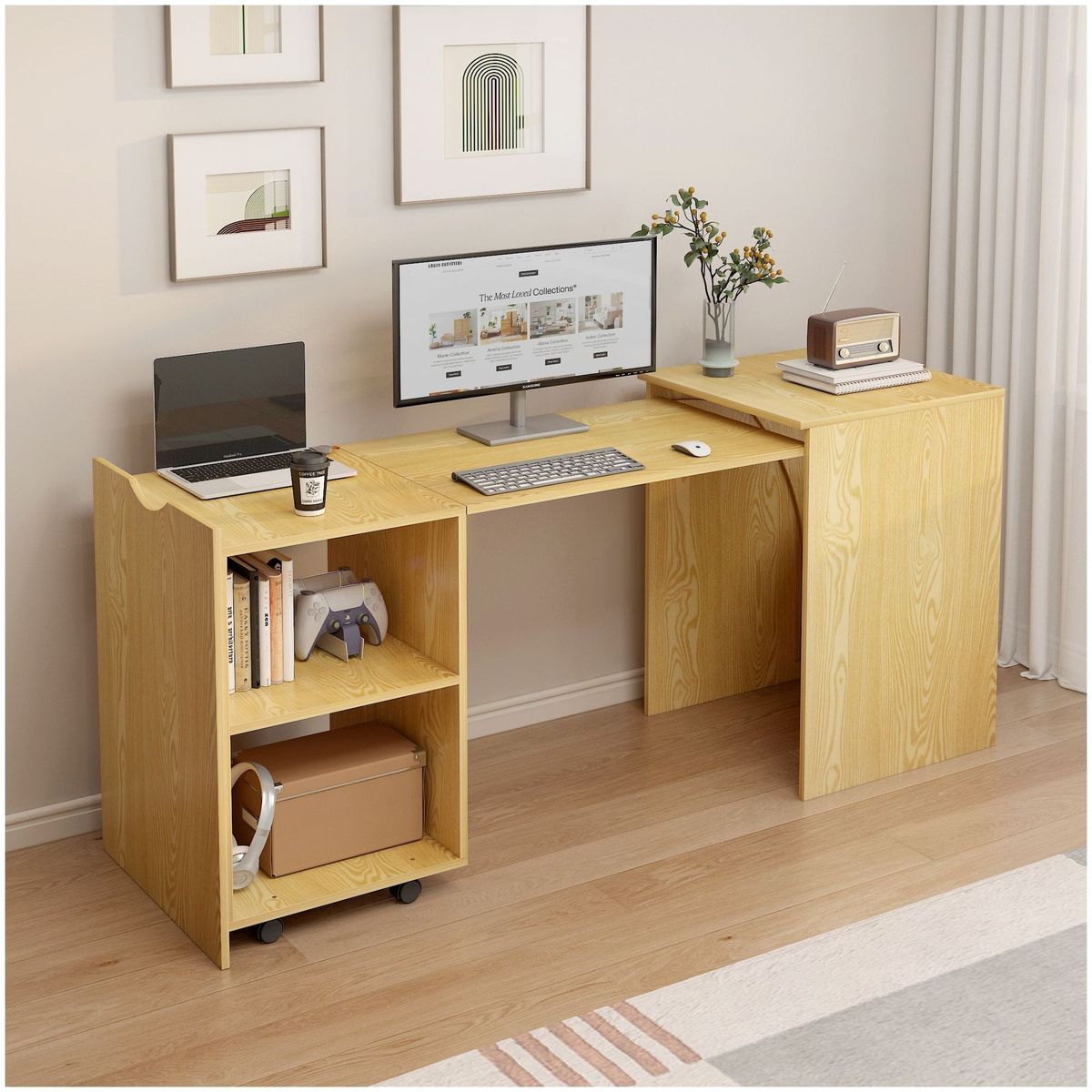 HOMER DESIGN - Escritorio Plegable Para Studio 140x44x80 Con Dos Repisa