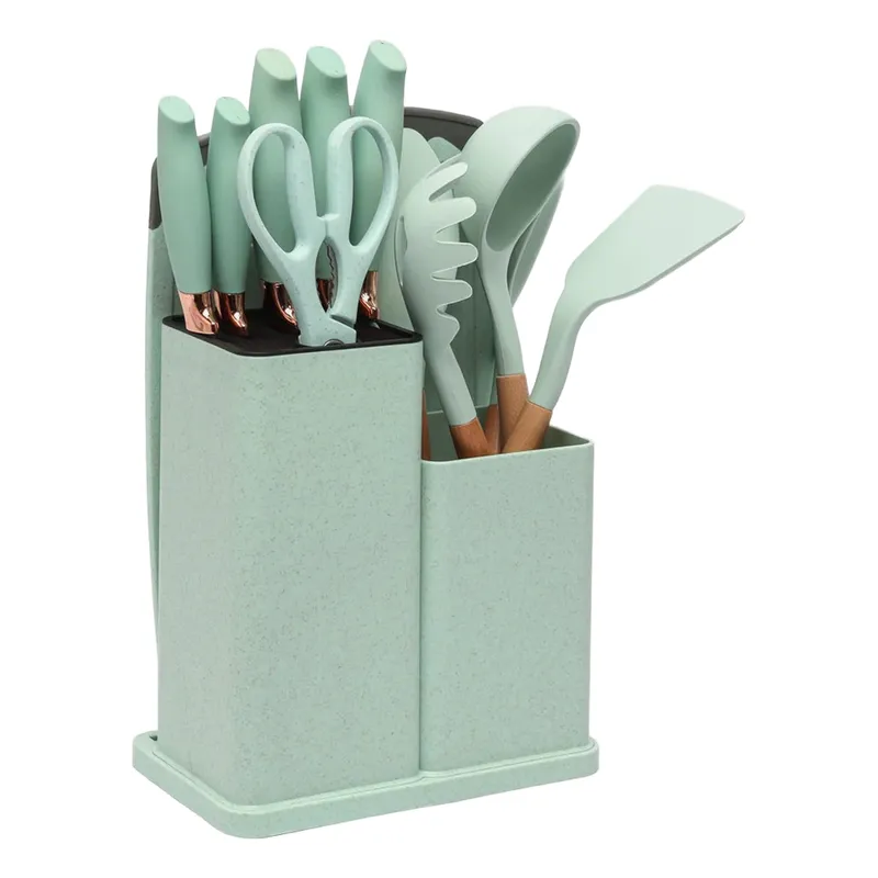 GENERICO - Set De 19 Utensilios Juego De Cocina Silicona Antiadherentes