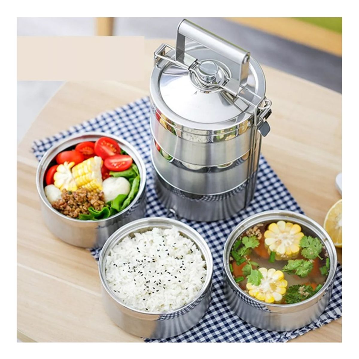 GENERICO - Termo Para Comida De 4 Niveles Acero Inox