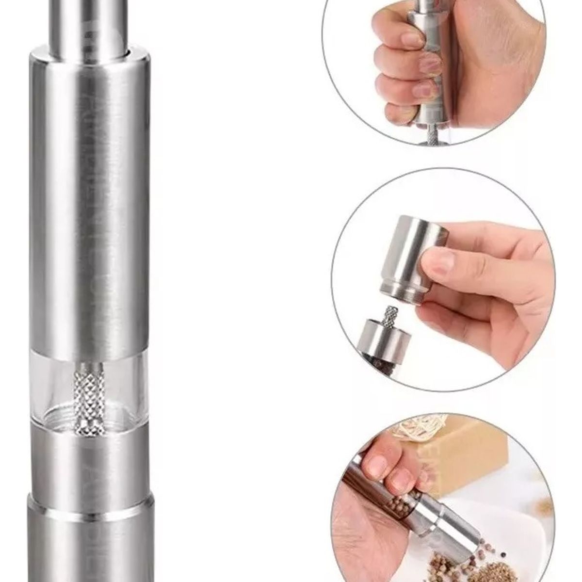 GENERICO - Molinillo Manual De Acero Inoxidable Sal Pimienta Especias