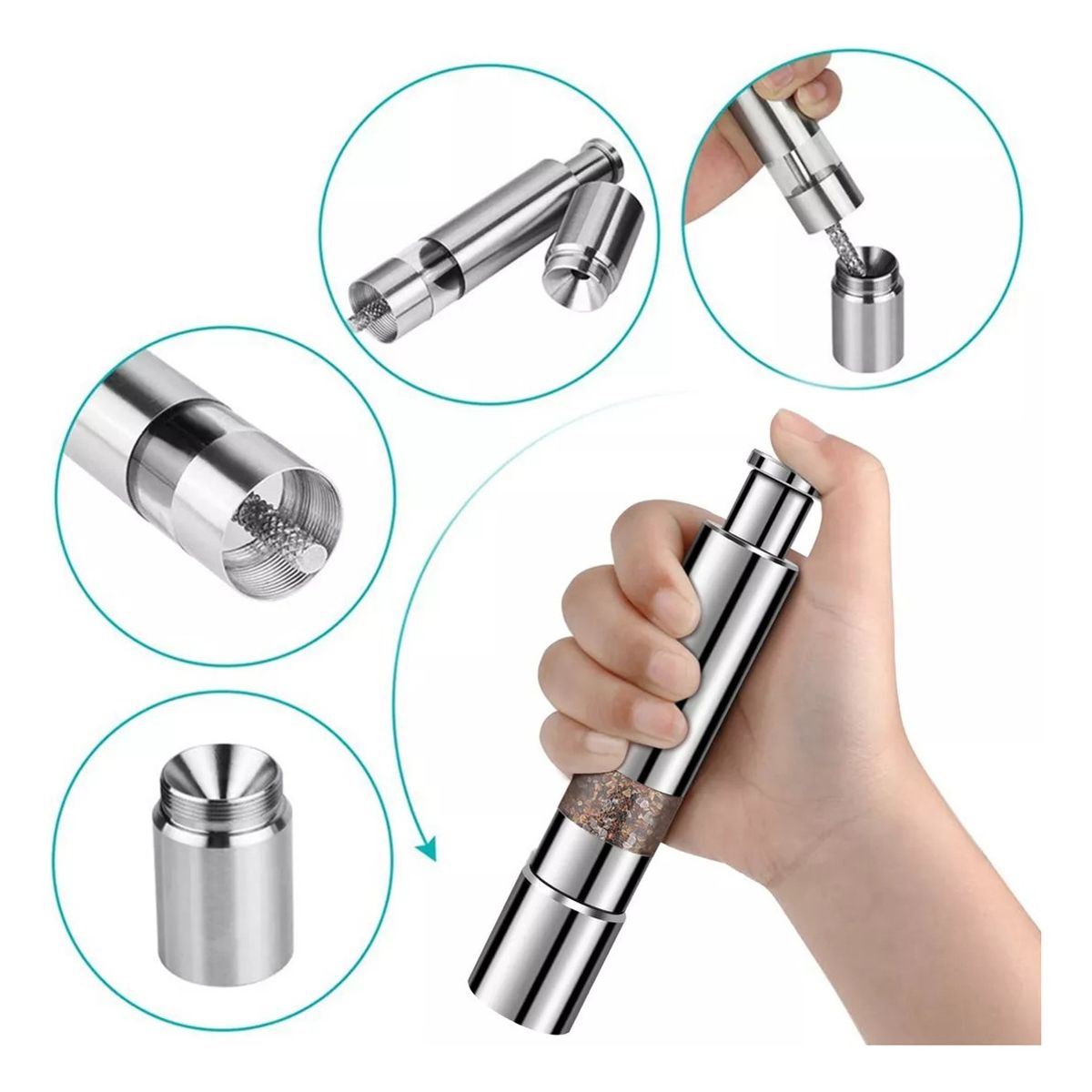 GENERICO - Molinillo Manual De Acero Inoxidable Sal Pimienta Especias