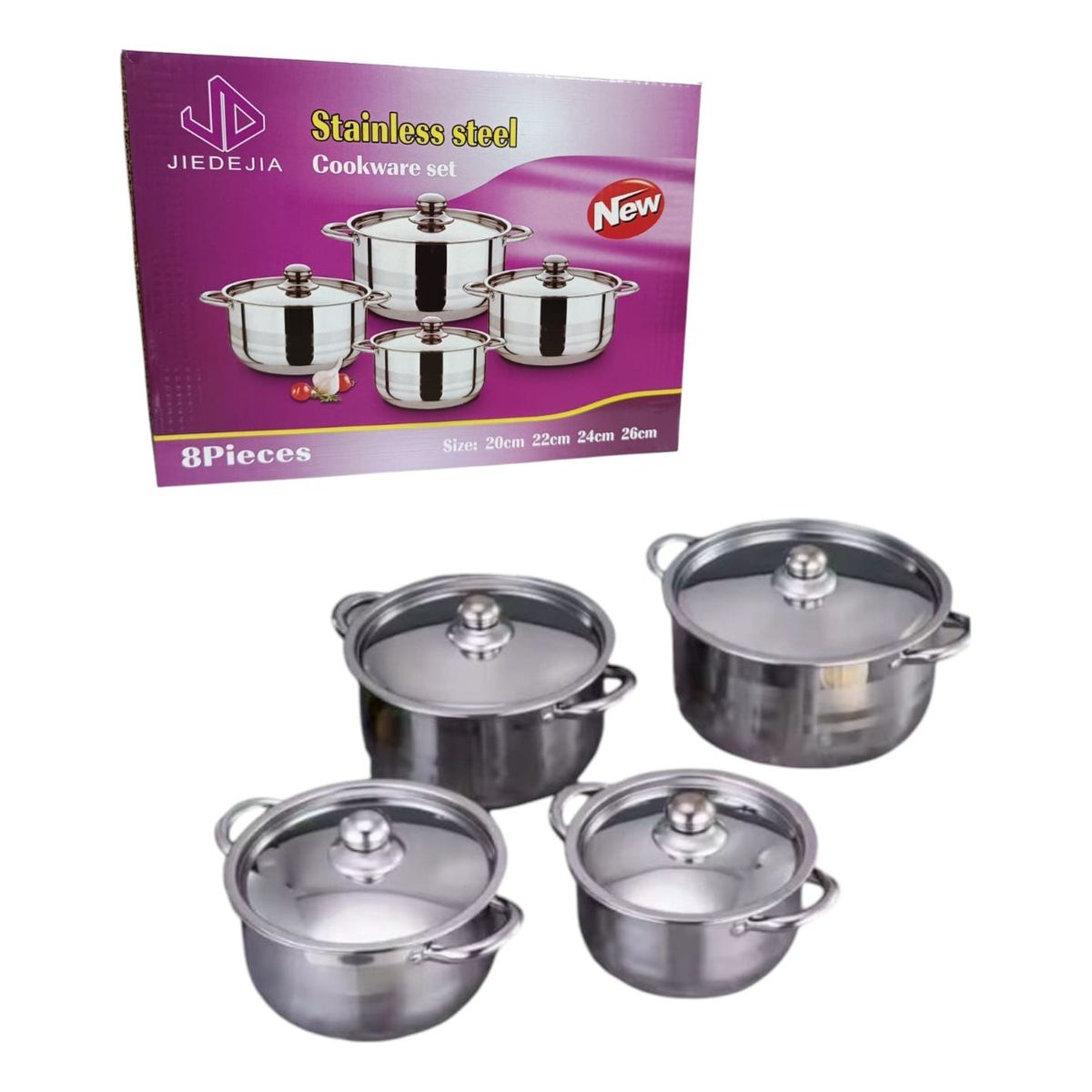 GENERICO - Set De 4 Piezas Ollas Con Tapa De Acero Inoxidable