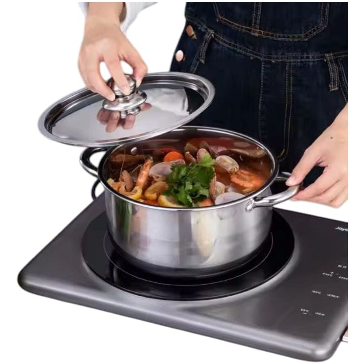 GENERICO - Set De 4 Piezas Ollas Con Tapa De Acero Inoxidable