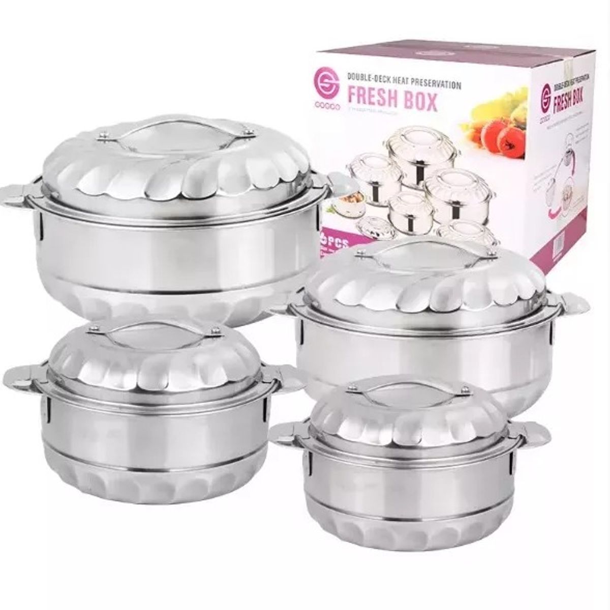 GENERICO - Set De 4 Piezas Ollas Con Doble Cubierta Acero Inoxidable