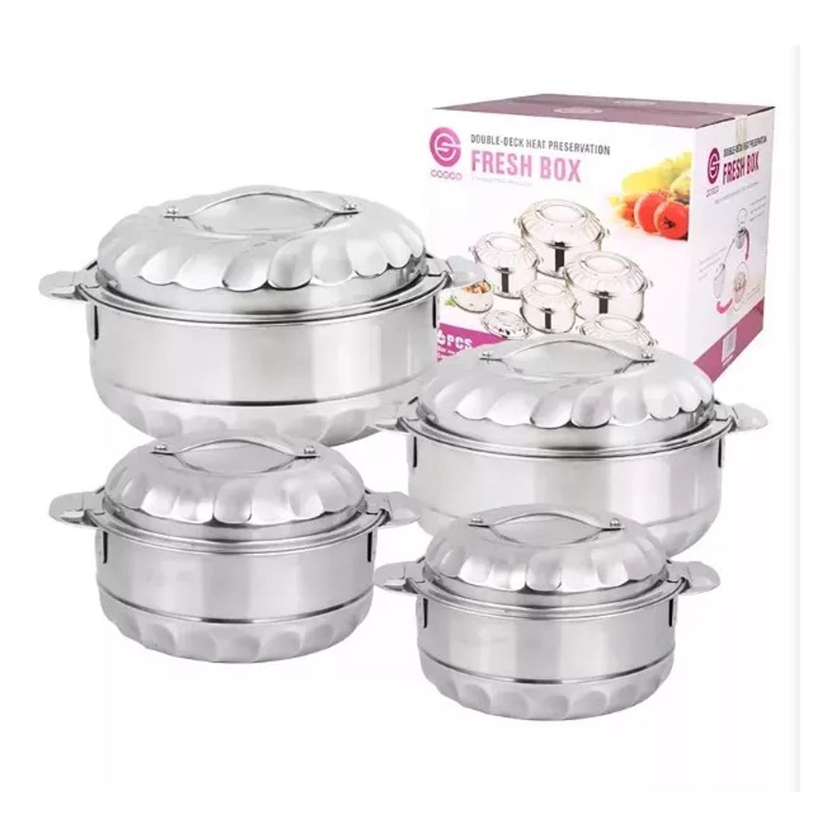 GENERICO - Set De 4 Piezas Ollas Con Doble Cubierta Acero Inoxidable