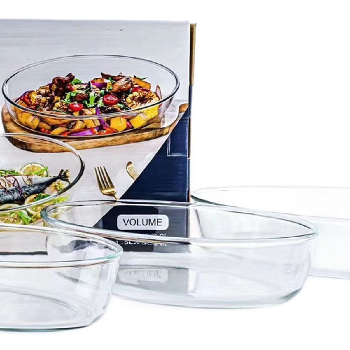 GENERICO - Set De 3 Fuentes De Vidrio 15l20l30l